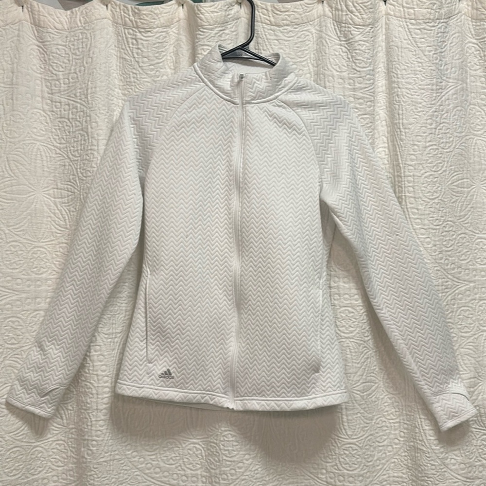 Adidas White Lightweight Zigzag patterned Jacket